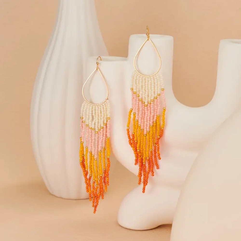 Handmade Beaded Fringe Earrings